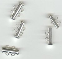 5 sets of 17x10mm Silver Plate 2-Strand Tube Clasps